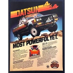 1981 Datsun King Cab 4x4 Pickup Truck photo Tough in the Rough vintage print ad